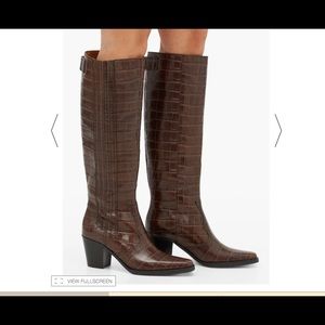 New GANNI
Crocodile-effect leather knee-high boots